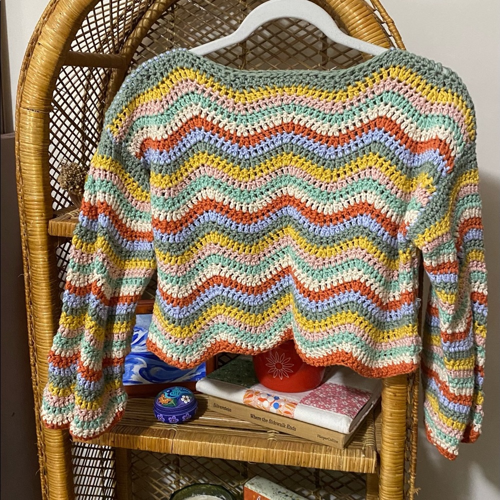 Crochet Rainbow Afghan Sweater 🌈